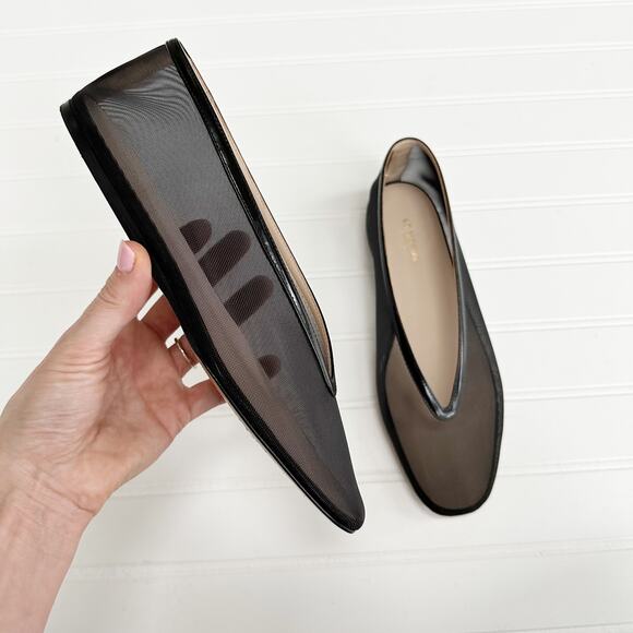 Le Monde Beryl Sheer Mesh Leather Lined Ballet Flats Black Slipper - Picture 7 of 13